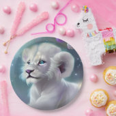 White Baby Lion Cub Fantasy Pappteller (Party)
