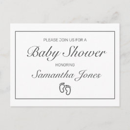 White Baby Shower Ankündigung Einladung Postcard Postkarte