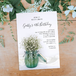 White Babys Atem in Blue Jar Geburtstagsparty Einladung