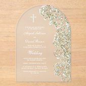 White Baby's Breath Arch Wedding Acryleinladungen (Vorderseite)