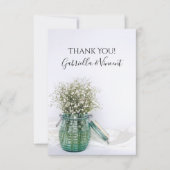 White Babys Breath Blue Jar Wedding Danke Notiz (Vorderseite)