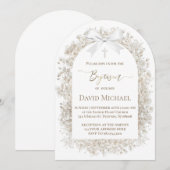  white baby's breath flowers Baptism Einladung (Vorne/Hinten)