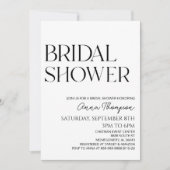 White Back Modernes Minimalistisches Brautparty Einladung (Vorderseite)