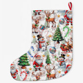 White Background Christmas Decorative Pattern Großer Weihnachtsstrumpf (Rückseite)