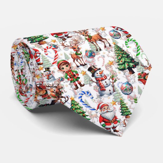 White Background Christmas Decorative Pattern Krawatte (Gerollt)