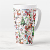 White Background Christmas Decorative Pattern Milchtasse (Rechte Ecke)