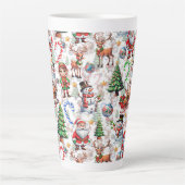 White Background Christmas Decorative Pattern Milchtasse (Vorderseite)
