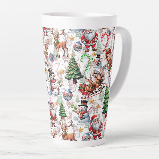 White Background Christmas Decorative Pattern Milchtasse
