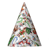 White Background Christmas Decorative Pattern Partyhütchen (Rückseite)