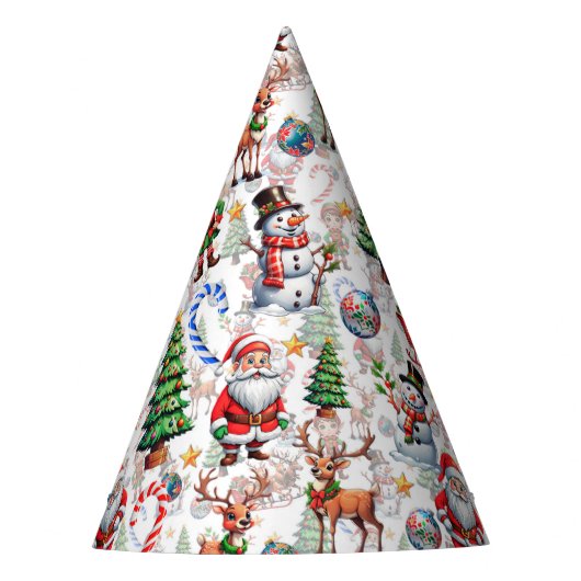 White Background Christmas Decorative Pattern Partyhütchen (Vorderseite)