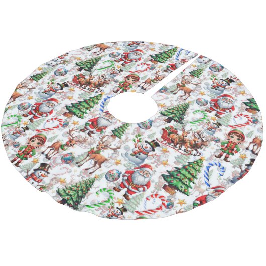White Background Christmas Decorative Pattern Polyester Weihnachtsbaumdecke (Schrägansicht)
