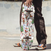 White Background Christmas Decorative Pattern Skateboard