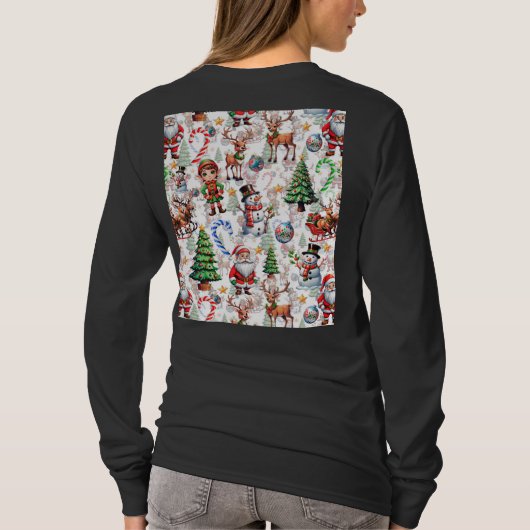 White Background Christmas Decorative Pattern T-Shirt (Rückseite)