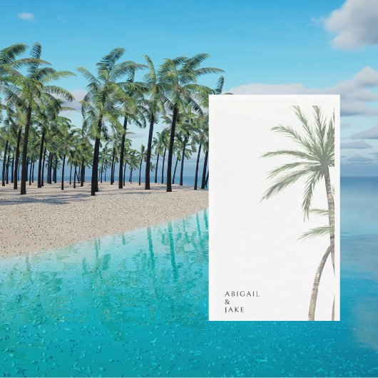 White Background Palm Tree Wedding Serviette