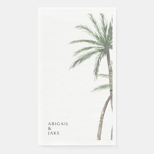 White Background Palm Tree Wedding Serviette (Vorderseite)