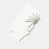 White Background Palm Tree Wedding Serviette (Ecke)