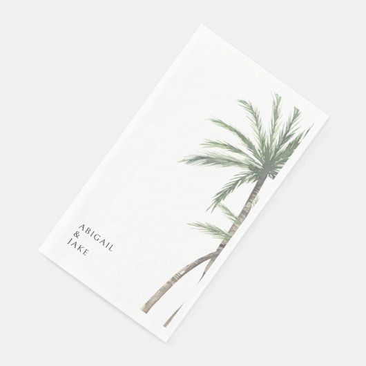 White Background Palm Tree Wedding Serviette (Ecke)