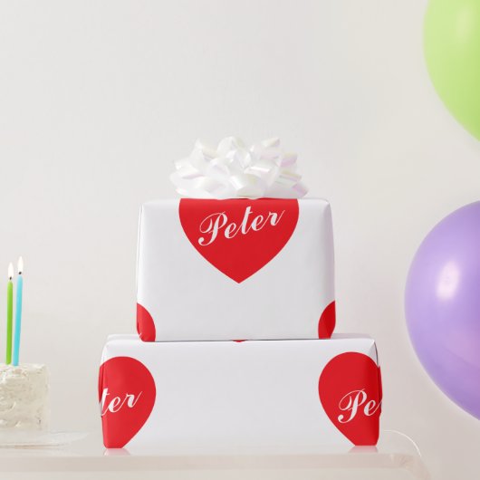 White background red heart romantic personalized l geschenkpapier (Partygeschenke)