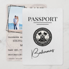 White Bahamas Passport Save the Date