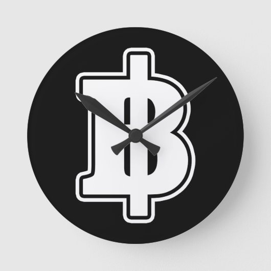 WHITE BAHT SIGN ฿ thailändischer ฿ Runde Wanduhr (Vorderseite)