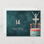 White Ballerina Birthday Cake Postkarte (Vorne/Hinten)