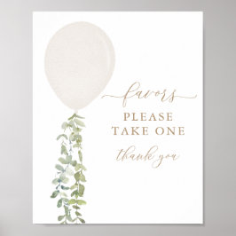 White Balloon Baby Duwer Favorit Sign Poster