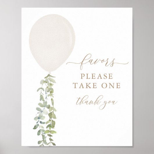 White Balloon Baby Duwer Favorit Sign Poster (Vorne)
