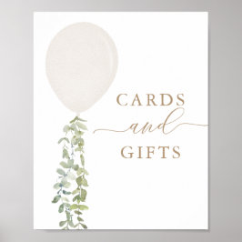 White Balloon Baby Showkarten und Geschenke Unters Poster