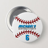 White Baseball Sports Birthday Party Button Button (Vorne & Hinten)
