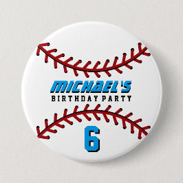 White Baseball Sports Birthday Party Button Button