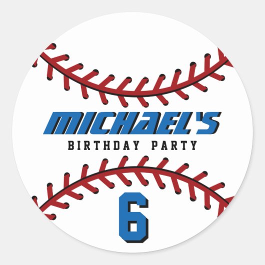 White Baseball Sportteam Geburtstagsparty Runder Aufkleber (Vorderseite)