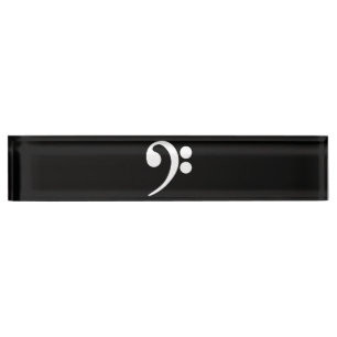 White Bass Clef Namensplakette