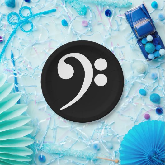 White Bass Clef Pappteller (Party)