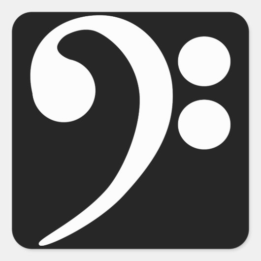 White Bass Clef Quadratischer Aufkleber (Vorderseite)