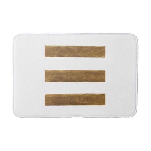 White Bath Mat mit Goldstreifen Badematte (Vorderseite)