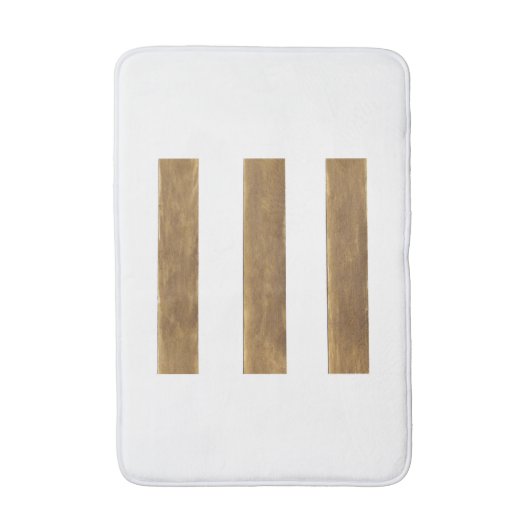 White Bath Mat mit Goldstreifen Badematte (Vorderseite Vertikal)