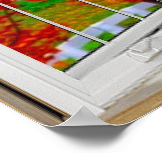 White Bay Window Illusion Autumn Scene Poster (Ecke)