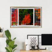 White Bay Window Illusion Autumn Scene Poster (Heimbüro)