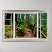 White Bay Window Illusion Forest Path Poster (Vorne)