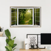 White Bay Window Illusion Forest Path Poster (Heimbüro)