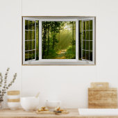 White Bay Window Illusion Forest Path Poster (Küche)
