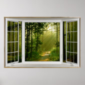 White Bay Window Illusion Forest Path Poster (Vorne)