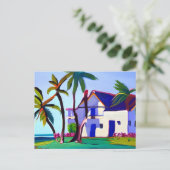 White Beach House | Nur Sprichwort Hallo Postkarte (Stehend Vorderseite)