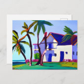 White Beach House | Nur Sprichwort Hallo Postkarte (Vorne/Hinten)