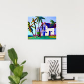 White Beach House Tropical Art Poster (Heimbüro)