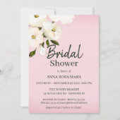 *~* White Beach Rose Bridal Pink Dusche Einladung (Vorderseite)