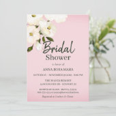 *~* White Beach Rose Bridal Pink Dusche Einladung (Stehend Vorderseite)