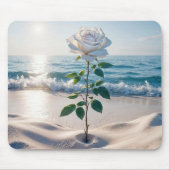 White Beach Rose Mousepad (Vorne)