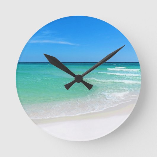 White Beach Runde Wanduhr (Vorderseite)