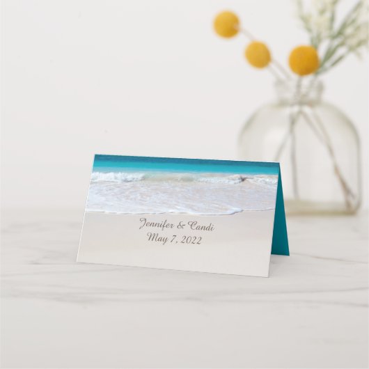 White Beach Wedding Empfang Platzkarte (Rückseite)